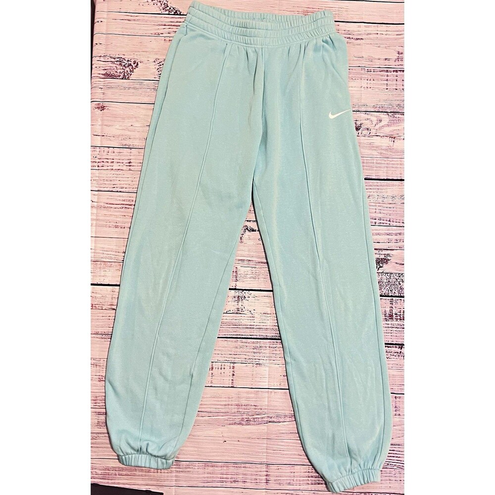 Nike Women's Fleece Jogger Pants Blue Pull On Pockets Elastic Waist Tapered S